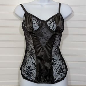 Elegant Moments Black Lace Corset Bustier // Size Large/36